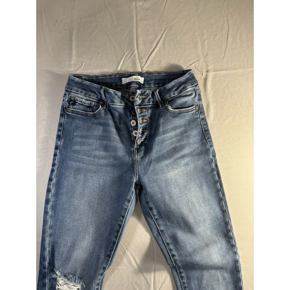 KanCan Curvy Women's Distressed Button‎ Fly Crop Skinny Jeans Raw Hem 11/29